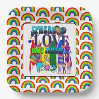 Spread Love Not Hate | LGBTQI+ Pride Paper Plates