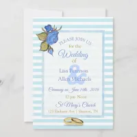 Blue  Floral Wedding Invitation