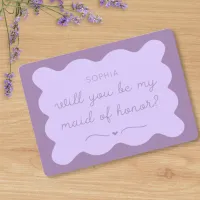 Modern Lavender Maid of Honor Custom Name Proposal Note Card