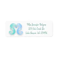 Blue and Green Teal Seahorses  Beachy Label