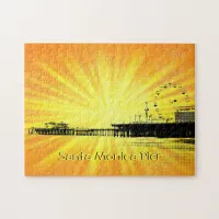 Santa Monica Pier Yellow Sunburst Jigsaw Puzzle