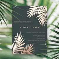 Modern Minimalist Elegant Palm Fronds Wedding Foil Foil Invitation