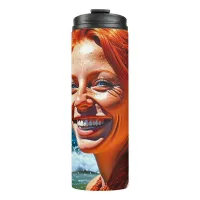 Pretty Red Haired Lady at Beach Thermal Tumbler