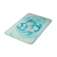 Koi Carp Painting Aqua Blue Color Bathroom Mat