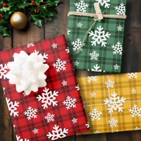 Christmas Snowflake Tartan Wrapping Paper