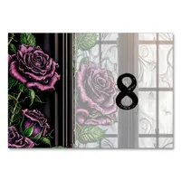 Purple roses by the window - gothic style table number