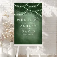 Green Rustic Tree Lights Wedding Welcome Foam Board