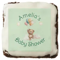 Sweet Little One on the Way Green Baby Shower Brownie