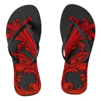 Unique Vintage Swirl Ombre Red Design Flip Flops