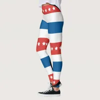 Horizontal Bands Patriotic 4th of July Leggings