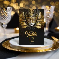 Masquerade Mask Motif Black Gold ID1031 Table Number