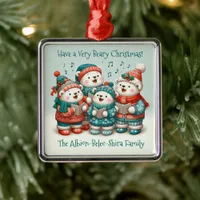 Cute Polar Bears Sing Have a Very Beary Christmas! Metal Ornament