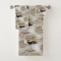Stunning American Avocet Wading Bird at the Beach Bath Towel Set