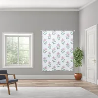 Simple Pink Flowers | Floral Pattern White Blackout Curtains