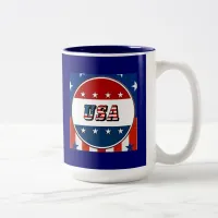 USA - American Flag and Stars in Circle #2 Two-Tone Coffee Mug
