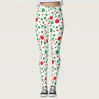 Red Green White Christmas Holiday Leggings