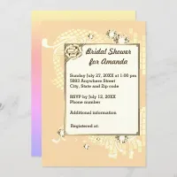 Peach with Frame & Diamonds Image Bridal Shower Invitation