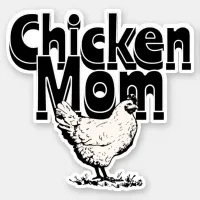 Black and White Vintage Chicken Mom Sticker