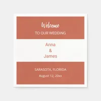 Stylish Modern Terracotta Wedding Napkins