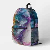 Wavy Rainbow Pastels AI Art Printed Backpack