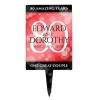 Elegant 80th Ruby Wedding Anniversary Celebration Cake Topper