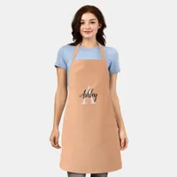 Stylish Peach Monogram Script Apron