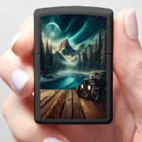 Hot Rod Under A Mountain Moon Zippo Lighter