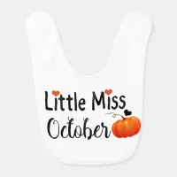 little miss october baby bib