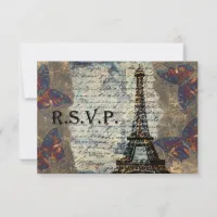 Rustic Vintage Eiffel Tower Rsvp