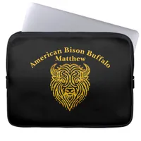 Stylish Design of a Gold Bison Buffalo Head Laptop Sleeve