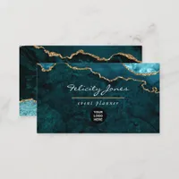 Teal - Turquoise and Gold Geode Agate Stone Business Card