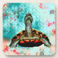 Abstract Turtle Artwork Beverage Coaster