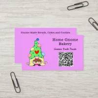 QR Code Gnome Hometown Bakery Light Purple Business Card