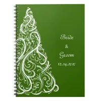 Green Christmas Tree Winter Wedding Notebook