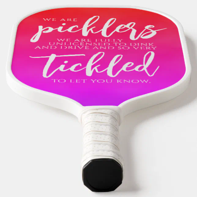 Handwritten Picklers Dink & Drive Pink. Chalkboard Pickleball Paddle