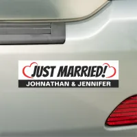 3" x 11" Modern Just Married Car Magnet