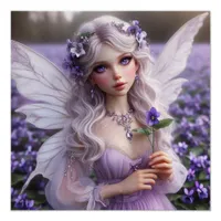 Beautiful February Fairy in Violets Poster