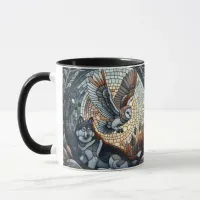 Owl and Wolf Mosaic Nature Ai Art  Mug