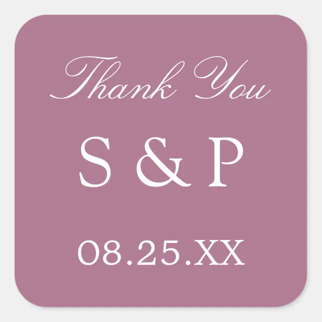 Mauve Wedding Favor Thank You Sticker