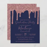 BUDGET Navy Blue Rose Gold Glitter Graduation