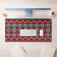 Southwest Mesas Turquoise and Red Geometric Print Desk Mat