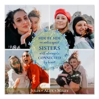 Custom 4 Photo Collage Sisters BFF Quote Keepsake Poster