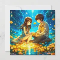 Personalized Romantic Anime Couple Valentine's Day Card