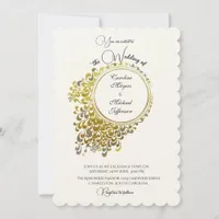 Elegant Timeless Victorian Gold Floral Minimalism Invitation