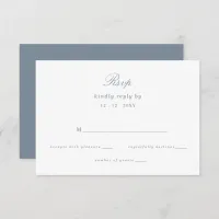 Dusty Blue Floral Crest Monogram Wedding RSVP Card