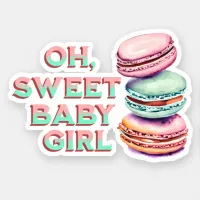 Oh Sweet Baby Girl Macaron Themed Baby Shower Sticker