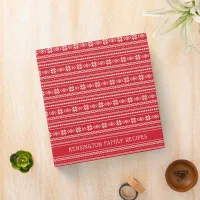 Nordic Christmas | Red Snowflake Holiday Recipe 3 Ring Binder