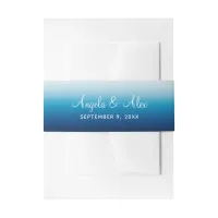 Seaside Sky and Ocean Blue Gradient Invitation Belly Band