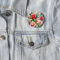 Whimsical Rose Pattern Button