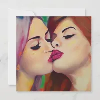 Watercolor Pride Two Women Share a Kiss